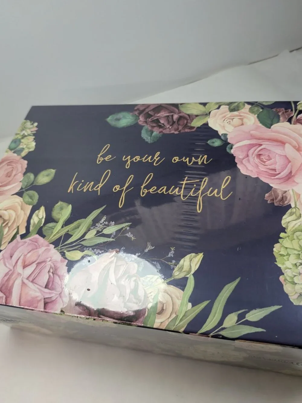Recollections Photo Storage Boxes Floral Motivational Set of 2 Front Plaques